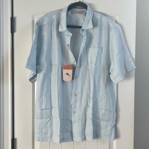 Tommy Bahama Light Blue Linen Short Sleeve BottomUp Shirt